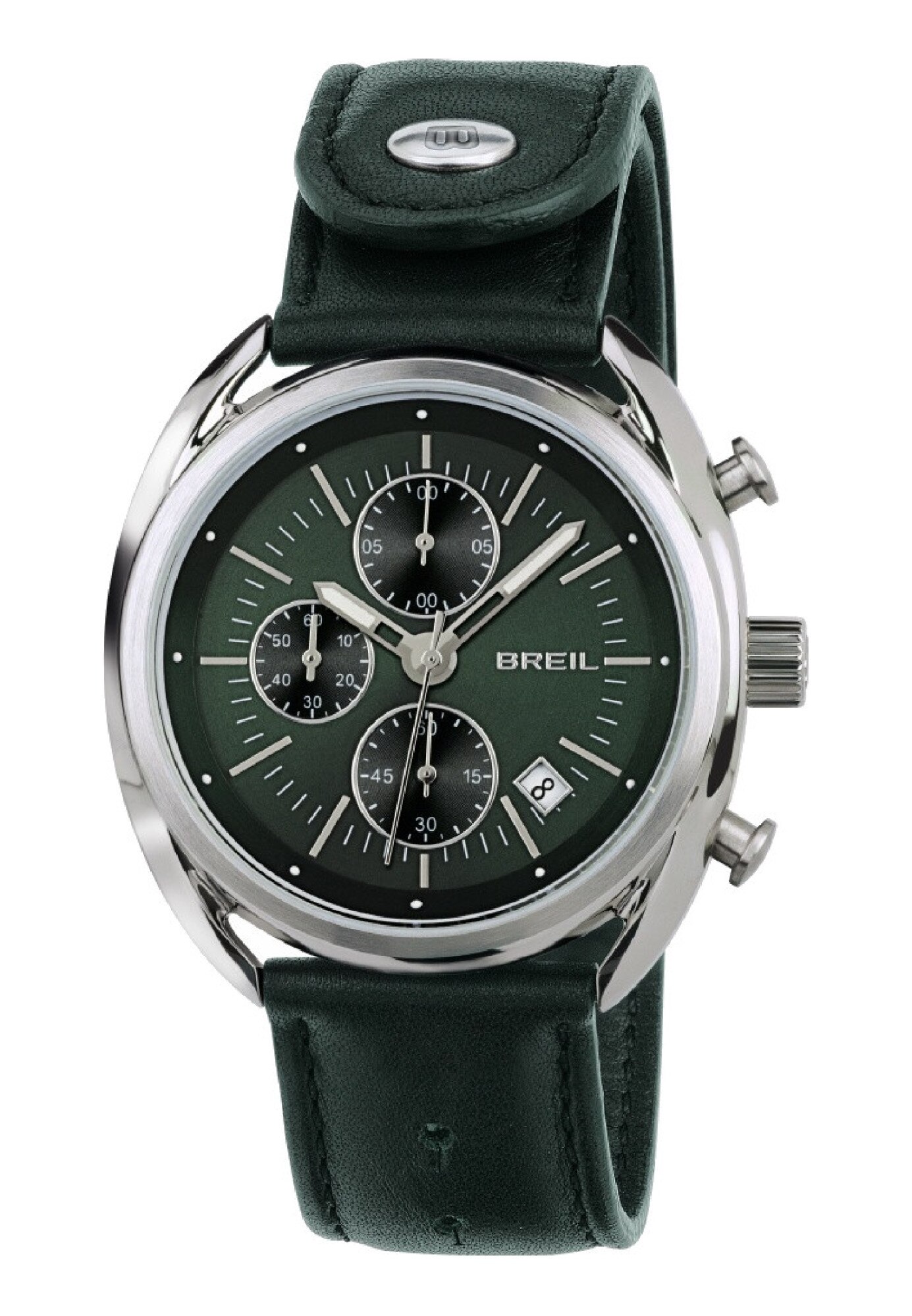 Ceas barbatesc analogic, Breil, Beaubourg, Mecanism Quartz, Geam din cristal mineral, 42 mm, Verde inchis/Argintiu