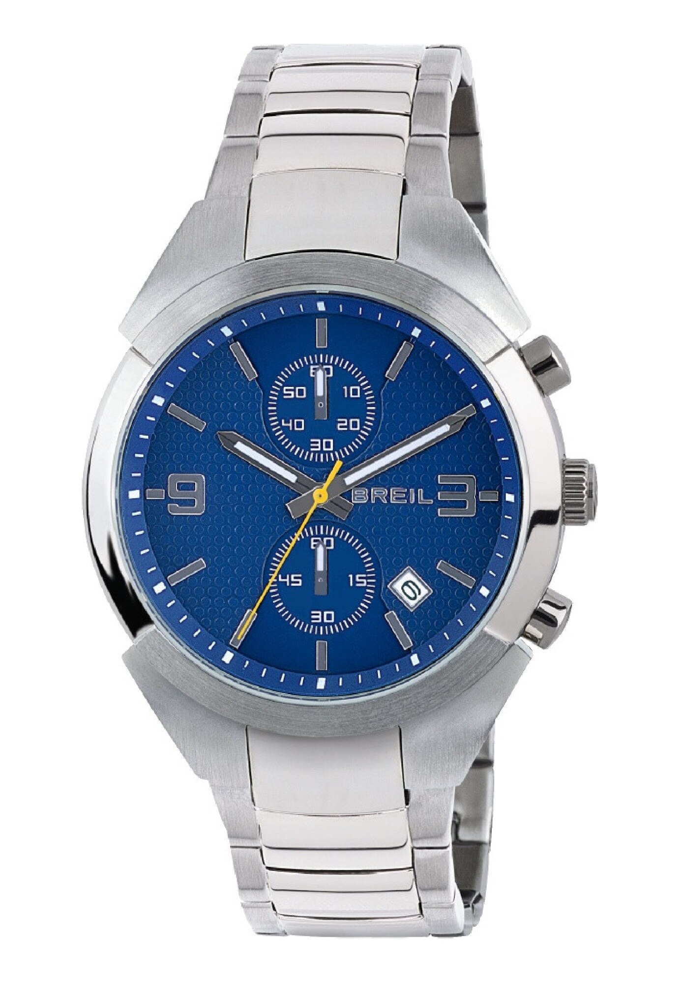 Ceas barbatesc analogic, Breil, Mecanism Quartz, Geam din cristal mineral, 42 mm, Argintiu/Albastru