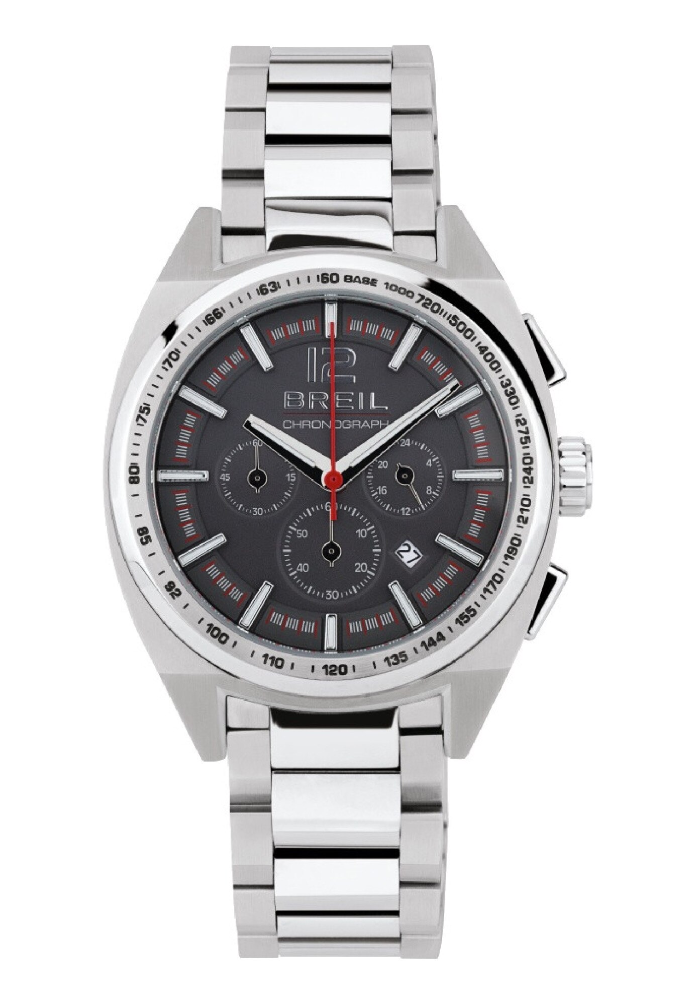 Ceas barbatesc analogic, Breil, Mecanism Quartz, Geam din cristal mineral, 42 mm, Argintiu/Gri