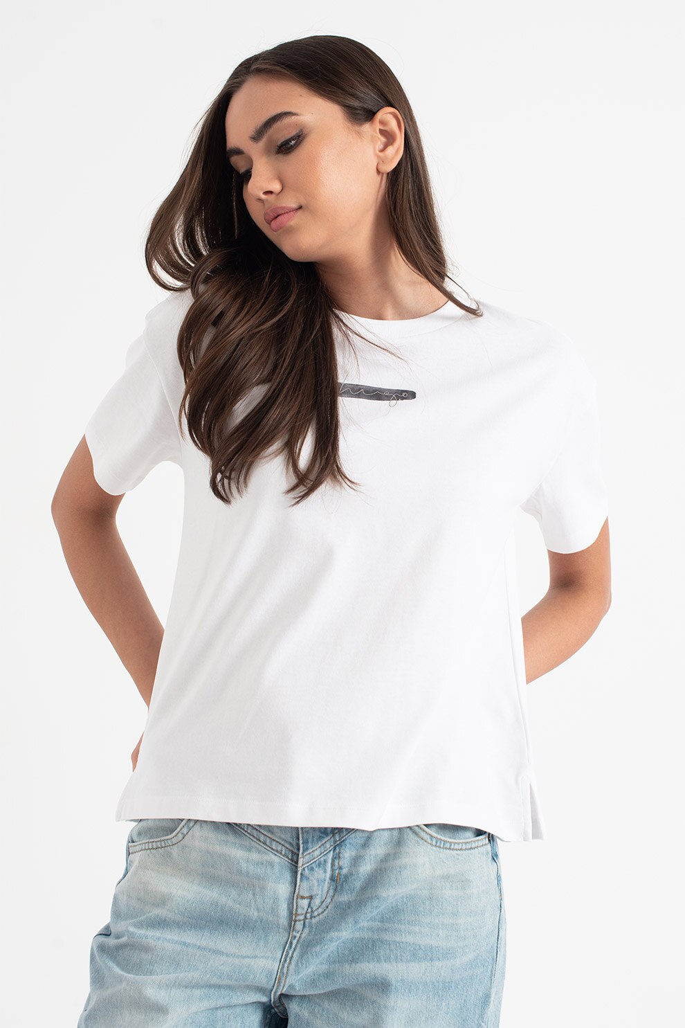 HUGO, Tricou relaxed fit The Boxy, Alb optic