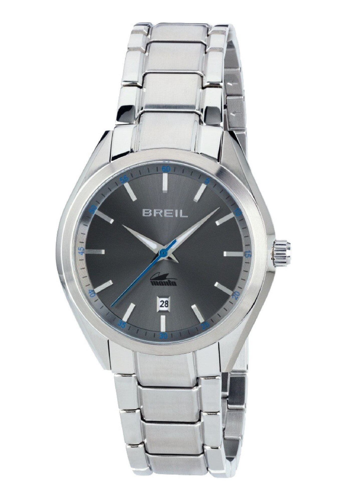 Ceas barbatesc analogic, Breil, Manta City, Mecanism Quartz, Geam din cristal mineral, 40 mm, Argintiu/Gri