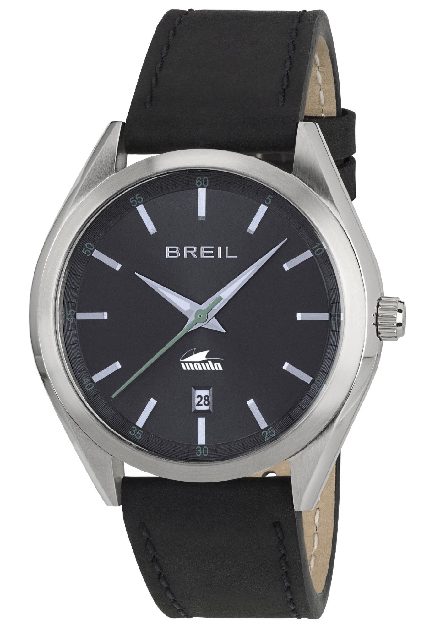 Ceas barbatesc analogic, Breil, Manta City, Mecanism Quartz, Geam din cristal mineral, 40 mm, Negru/Argintiu