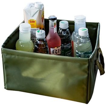 Cutie colapsibila din textil pentru camping, capacitate: 13 litri, dimensiuni: 28.5x28.5x17 cm, culoare verde Cutie colapsibila din textil pentru camping, capacitate: 13 litri, dimensiuni: 28.5x28.5x17 cm, culoare verde