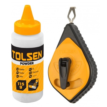 Set cu rola pentru trasare cu creta 30 m culoare Rosie - TOLSEN Set cu rola pentru trasare cu creta 30 m culoare Rosie - TOLSEN