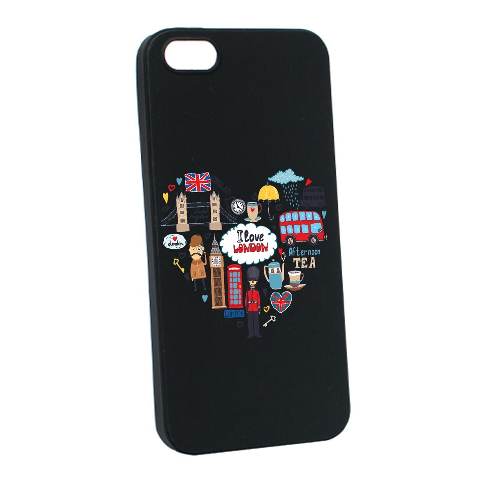 Husa Silicon Compatibila Cu Apple iPhone SE / 5S / 5, I Love London, rezistenta la uzura, anti-alunecare, B732