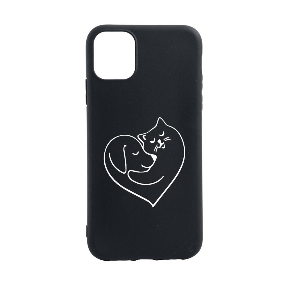 Husa Silicon Compatibila Cu Apple iPhone 12, Dog And Cat Love, rezistenta la uzura, anti-alunecare, B739