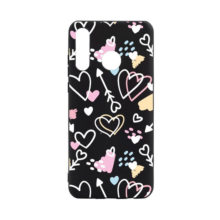 Силиконов калъф, съвместим с Huawei P30 Lite, Модел със символи, Устойчив на износване, Противоплъзгащ се, B764