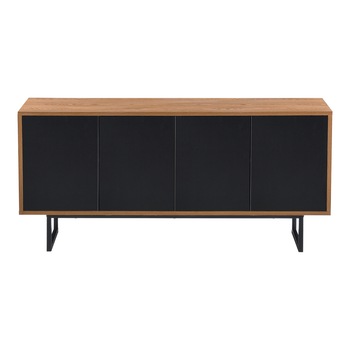 Comoda en.casa, Mariestad, 55 x 120 x 30 cm, PAL/metal, efect lemn nuanta inchisa, cu 4 usi cu deschidere push-open Comoda en.casa, Mariestad, 55 x 120 x 30 cm, PAL/metal, efect lemn nuanta inchisa, cu 4 usi cu deschidere push-open