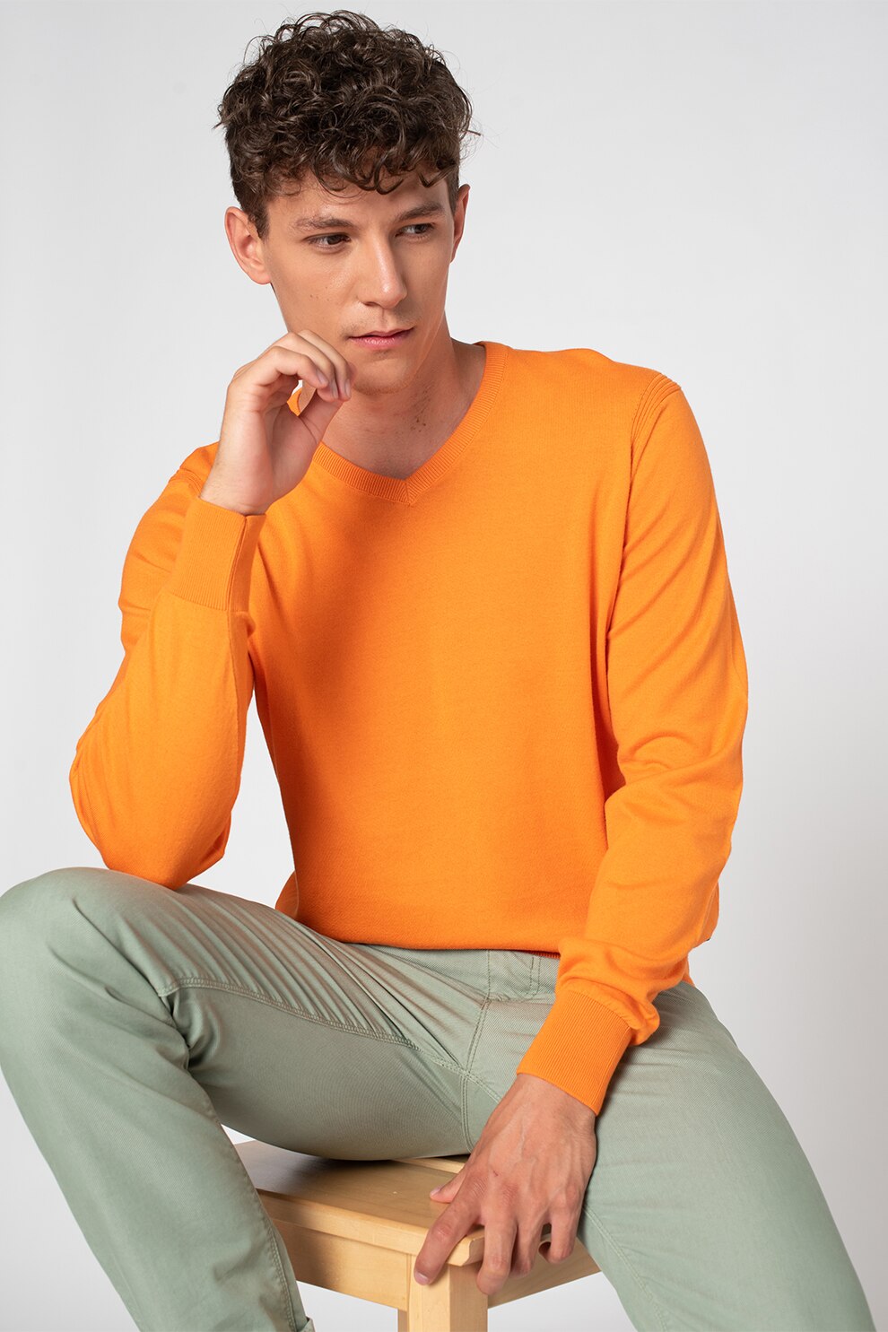 State of Art, Pulover cu decolteu in V, Oranj mandarina