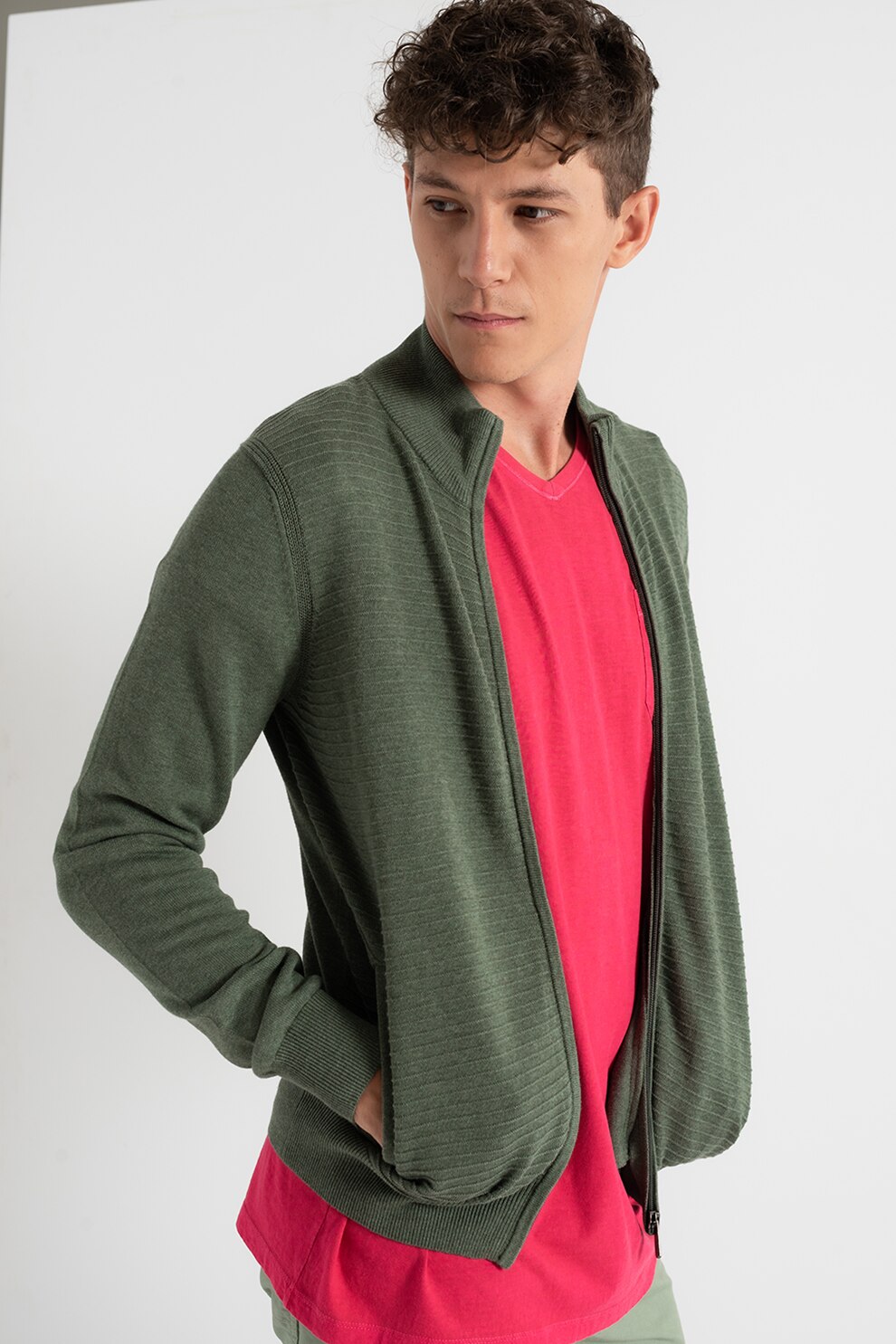 State of Art, Cardigan cu fermoar, Verde feriga