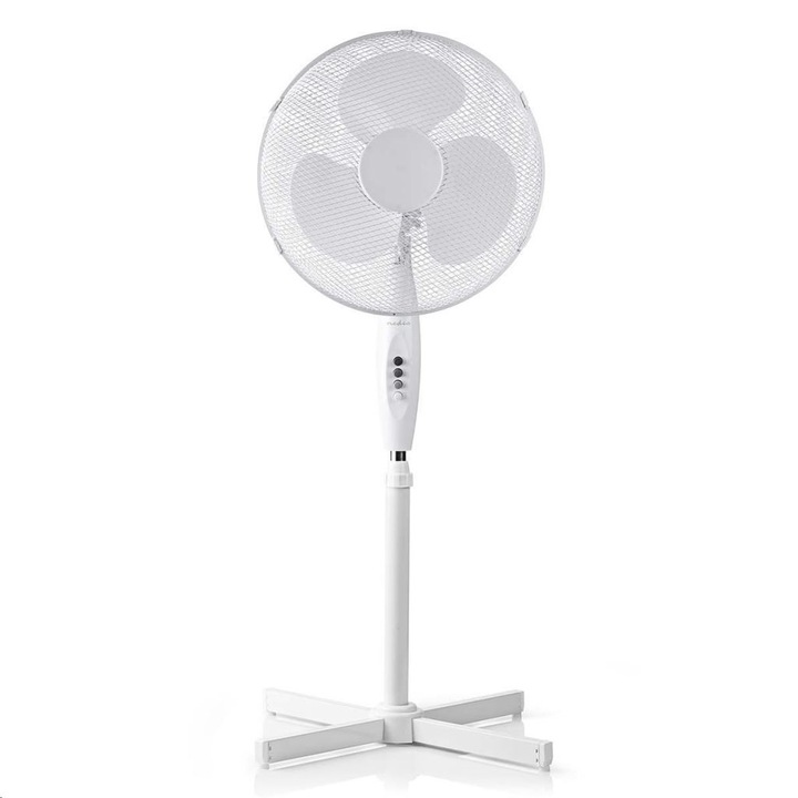 Álló Ventilátor, Átmérő: 400 mm, 3-sebességes, Oszcilláló, 45 W, Állítható magasság, Fehér