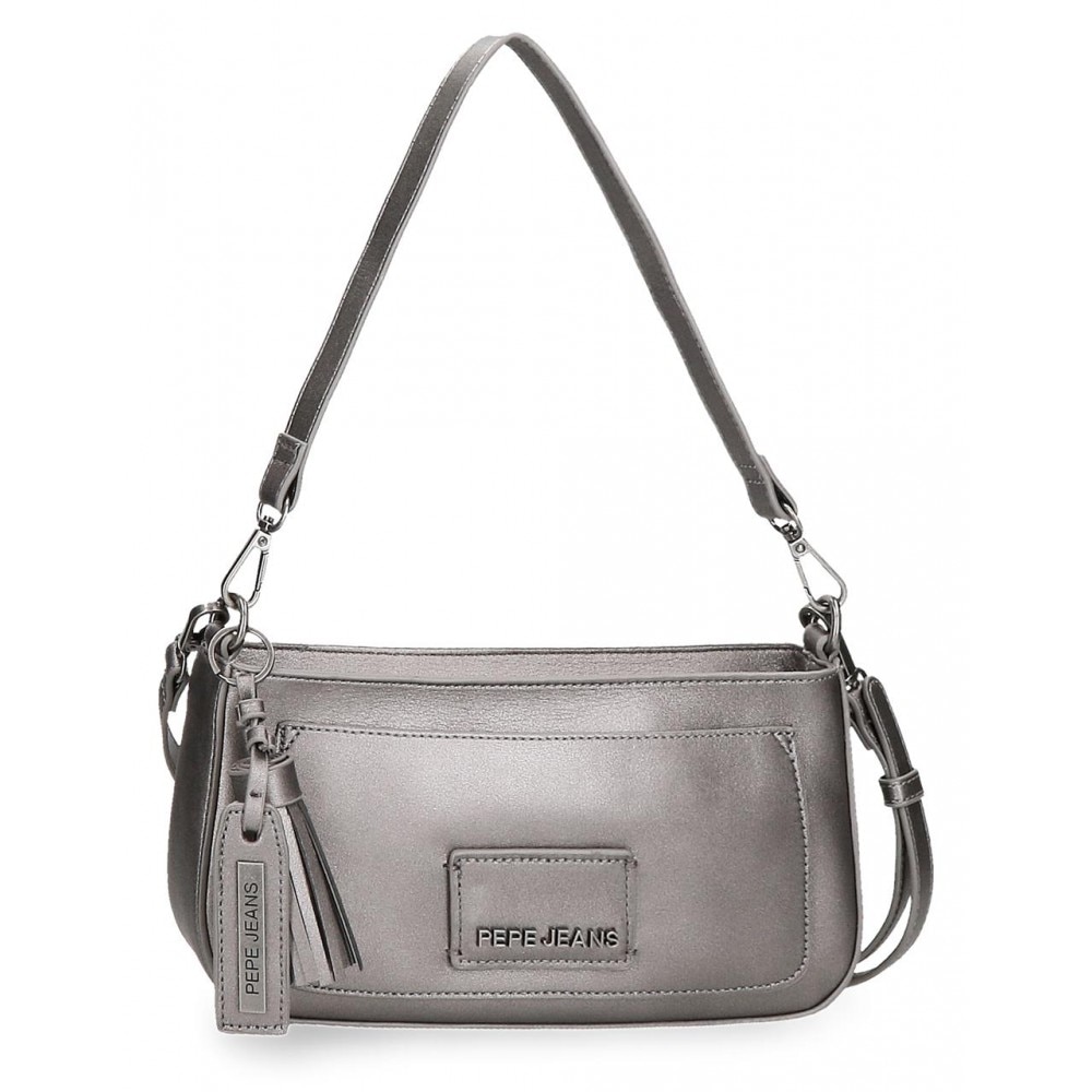 Geanta umar 2 barete Pepe Jeans Cira, gri metalizat