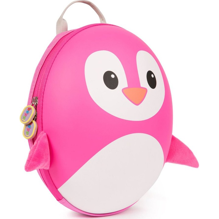Rucsac Boppi Tiny Trekker - Pinguin roz BB313C, 27 x 10 x 26 cm