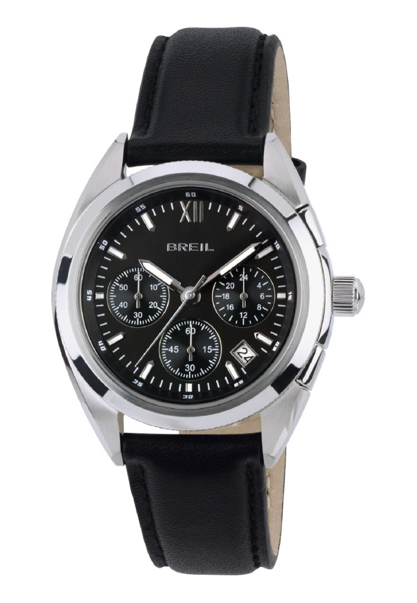 Ceas analogic barbatesc, Breil, Claridge, Mecanism Quartz, Cronograf, 40 mm, Negru/Argintiu