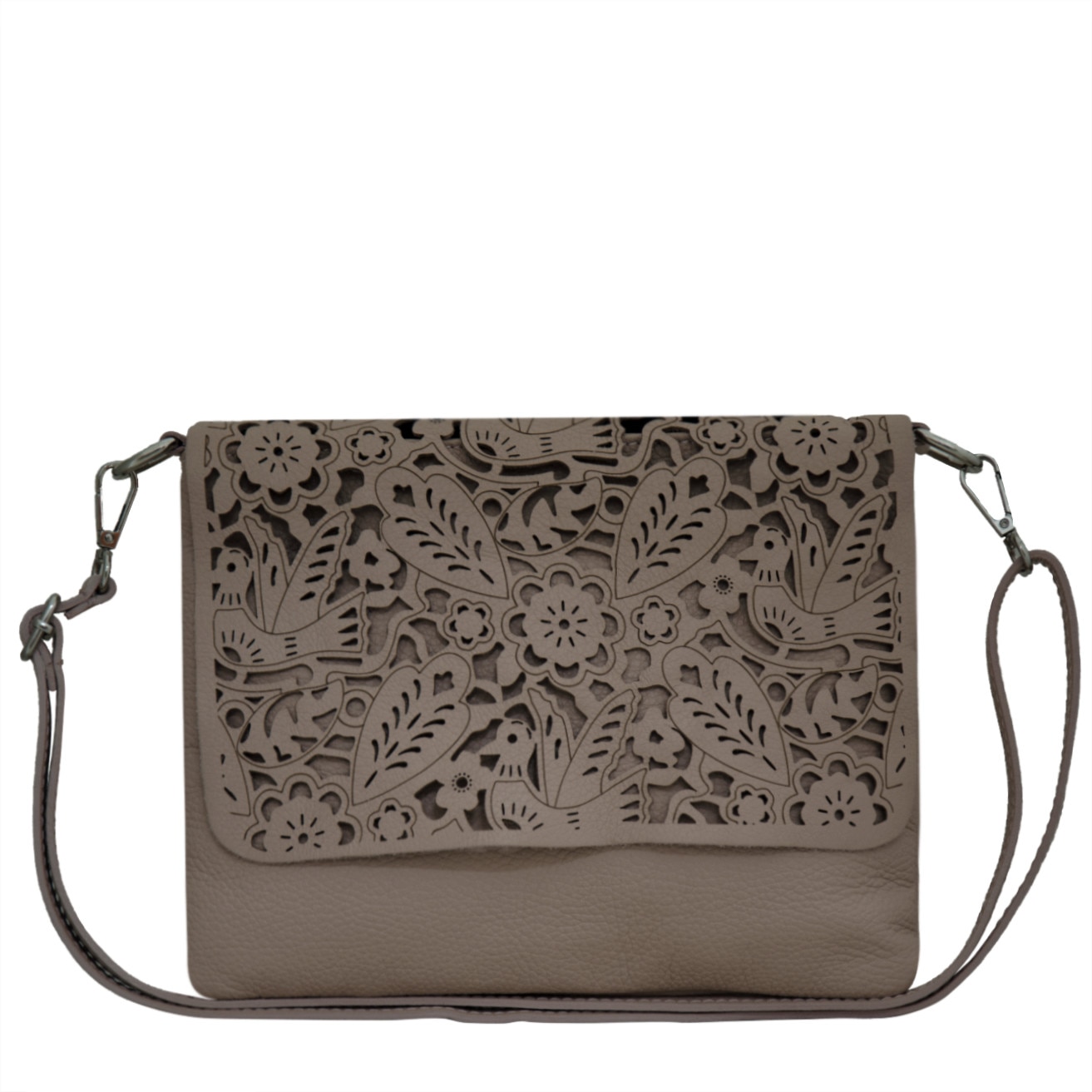 Geanta crossbody din piele naturala Eva Bags, Liana roz pudra