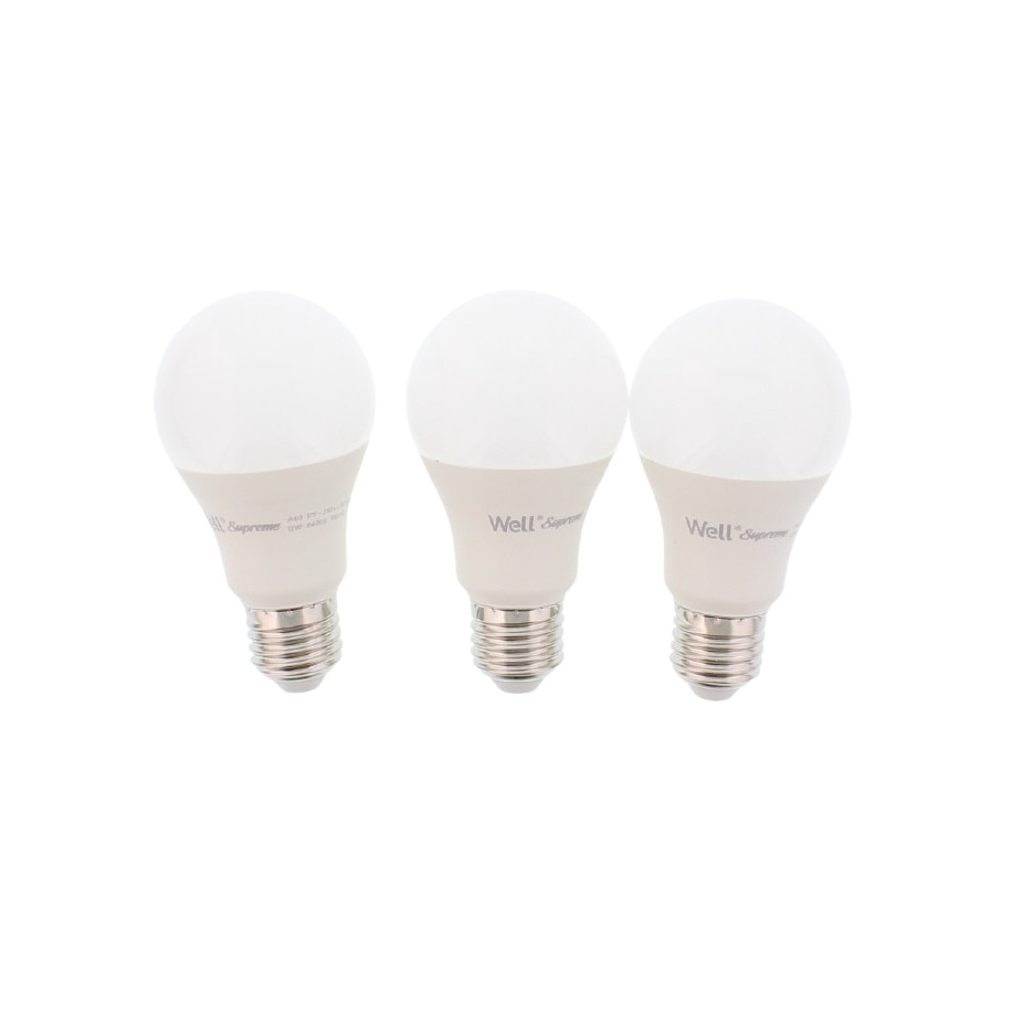 Set 3 becuri cu LED A60 E27 12W 230V lumina rece Supreme Well LEDLC-A6012E27-BX3-WL