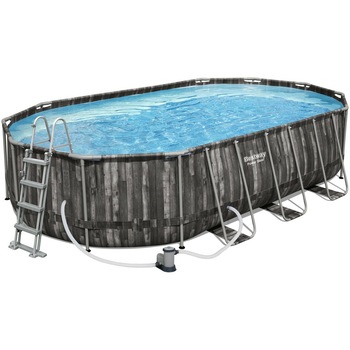 Piscina Bestway Power Steel 6.10m x 3.66m x 1.22m, set oval cu pompa de filtrare inclusa Piscina Bestway Power Steel 6.10m x 3.66m x 1.22m, set oval cu pompa de filtrare inclusa
