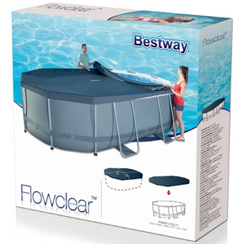 Prelata Bestway Flowclear pentru piscina ovala 3.05m x 2.00m, PVC Prelata Bestway Flowclear pentru piscina ovala 3.05m x 2.00m, PVC