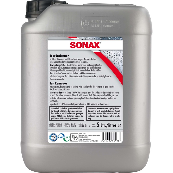 Solutie Indepartare Bitum Sonax Tar Remover, 5L