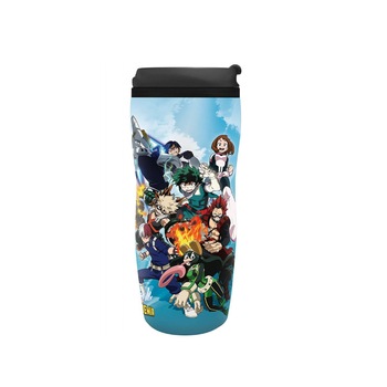 Cana de voiaj - My Hero Academia - Heros vs Villains, Plastic, 350 ml, Multicolor Cana de voiaj - My Hero Academia - Heros vs Villains, Plastic, 350 ml, Multicolor