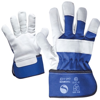 Manusi de protectie pentru lacatusi, Thomson, piele de bovina cu captuseala de bumbac in palma, marime universala Manusi de protectie pentru lacatusi, Thomson, piele de bovina cu captuseala de bumbac in palma, marime universala