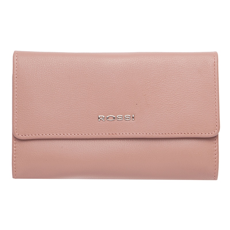 Portofel din piele naturala, Rossi, RSC3438, 11x18x3cm, Roz prafuit