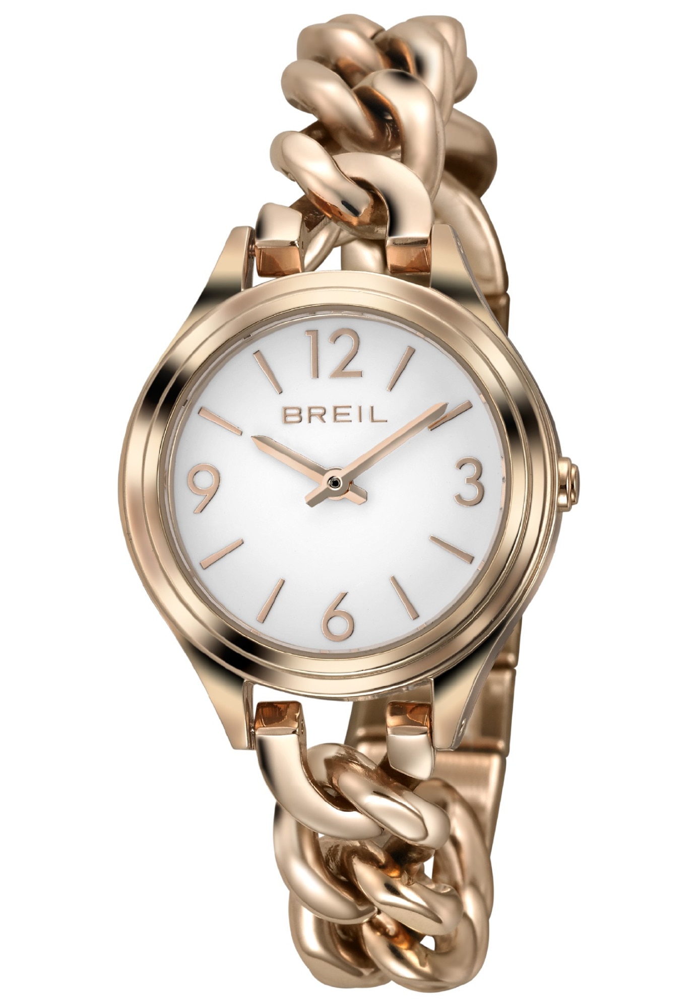 Ceas analogic de dama, Breil, Night Out, Otel inoxidabil, Geam de cristal mineral, Mecanism Quartz, 32 mm, Rose Gold/Alb