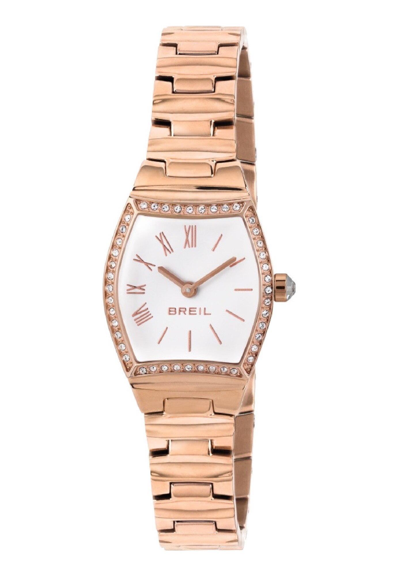 Ceas analogic de dama, Breil, Otel Inoxidabil, Geam de cristal mineral, Mecanism Quartz, 24 mm, Rose Gold/Alb