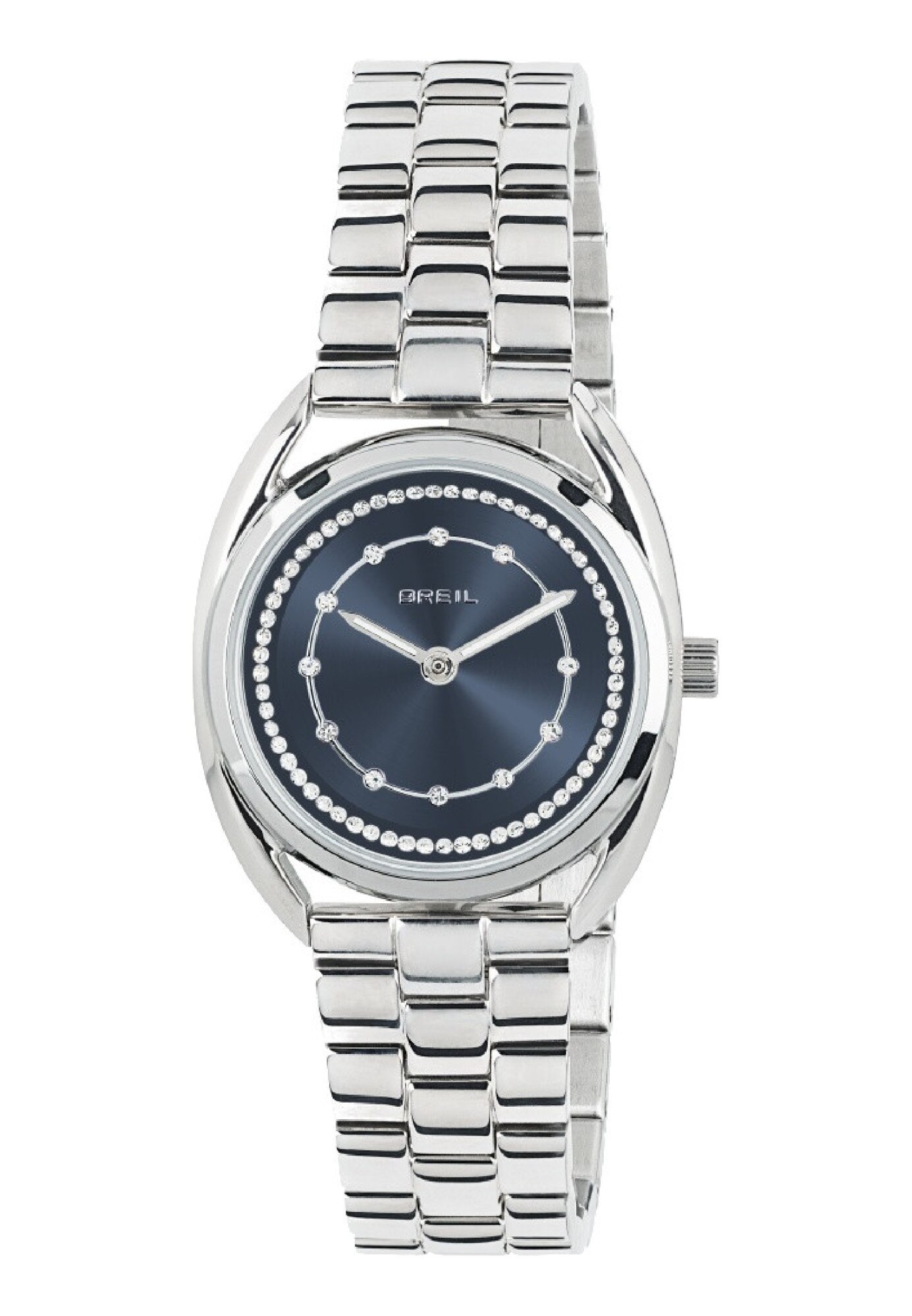 Ceas analogic de dama, Breil, Petit, Elemente decorative, Argintiu/Albastru