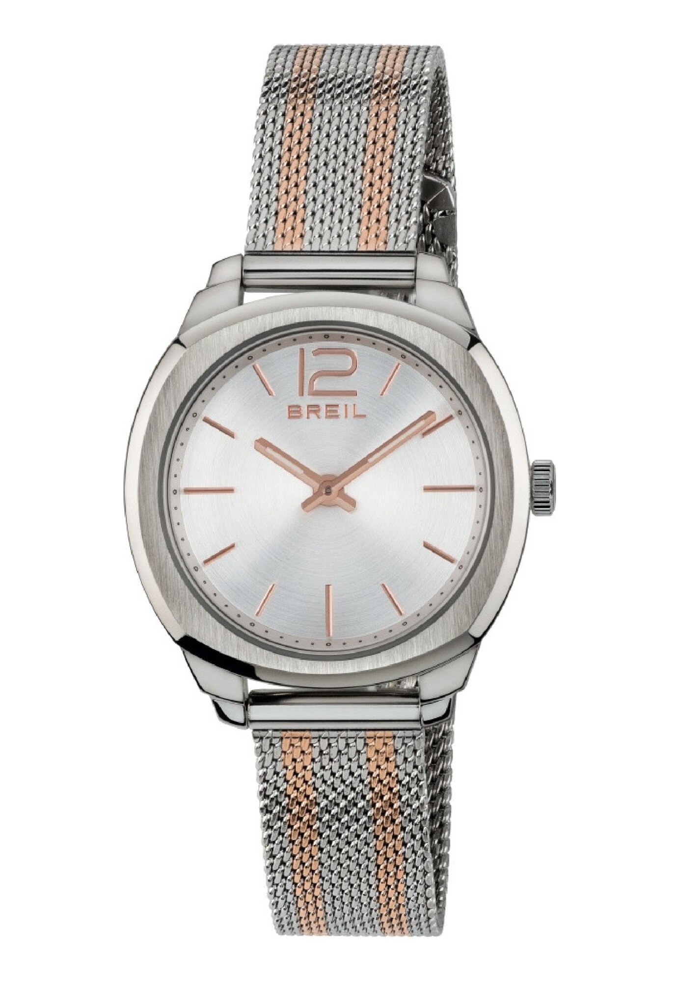 Ceas analogic de dama, Breil, Otel Inoxidabil, Geam de cristal mineral, Mecanism Quartz, 32 mm, Argintiu/Auriu