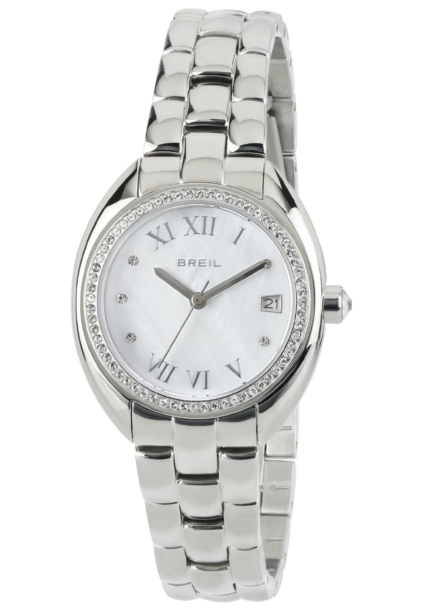 Ceas analogic, Breil Clardige, Otel inoxidabil, Geam de cristal mineral, Mecanism Quartz, 34 mm, Argintiu/Alb