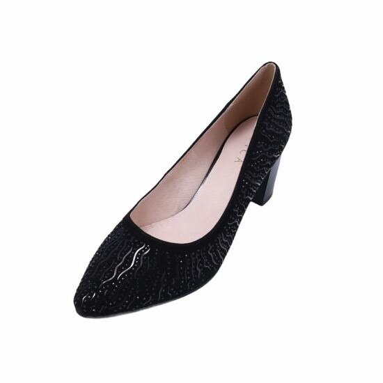 Pantofi dama din piele naturala cu model, Epica-Negru 36 Eu