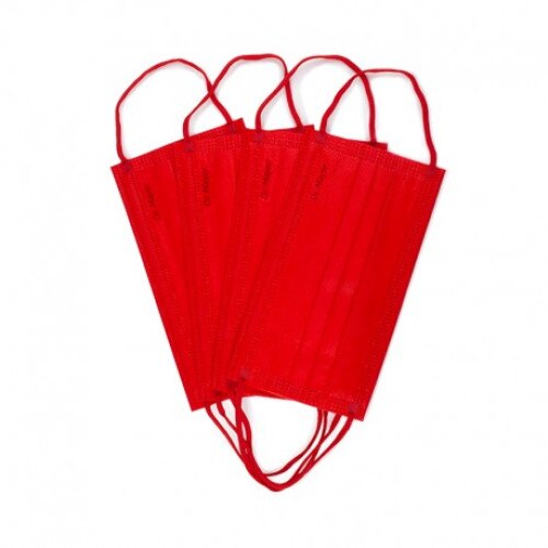 Set 50 bucati Masca medicala 4 straturi, Dr.Mayer, full color rosu