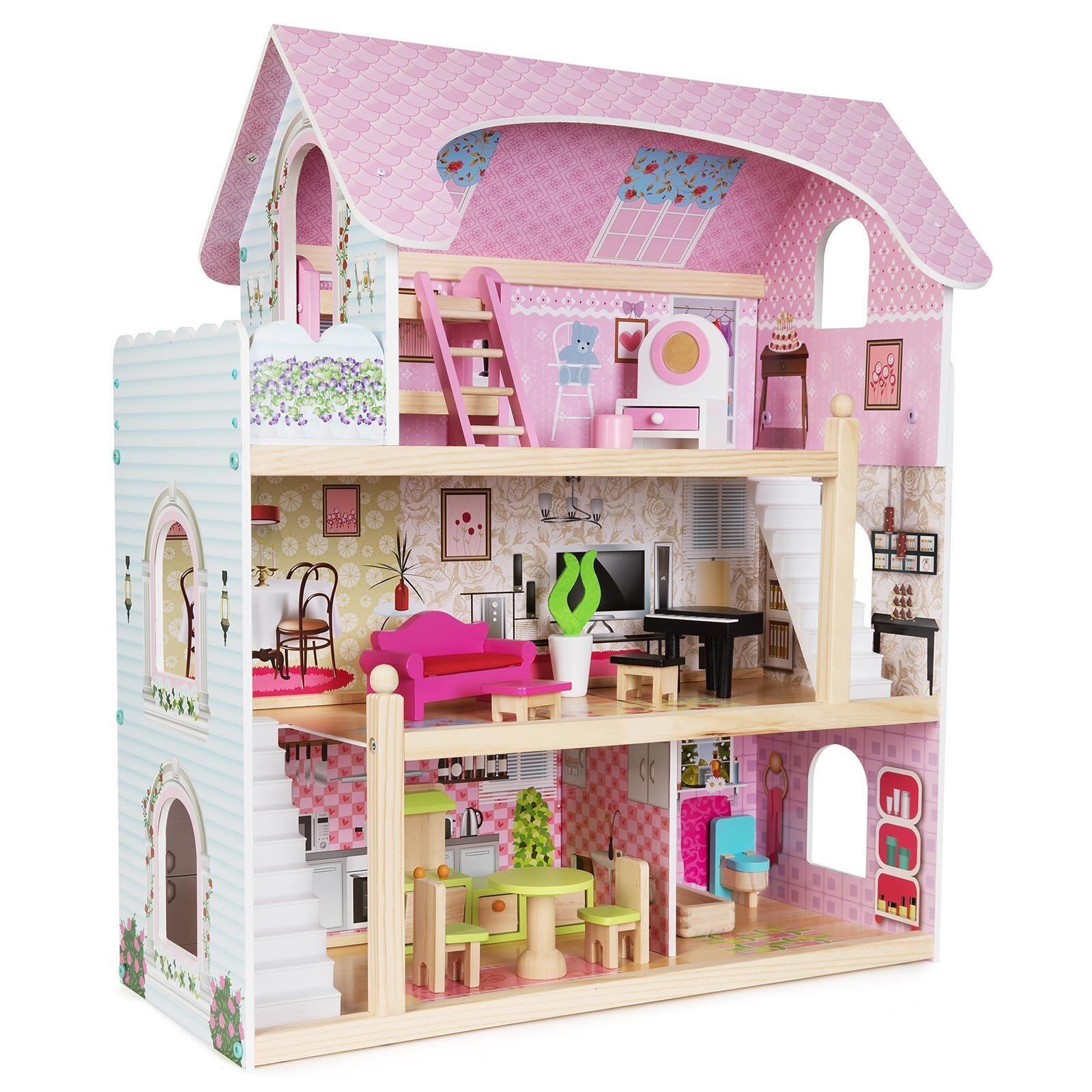 Casa de papusi din lemn Boppi, 16 accesorii