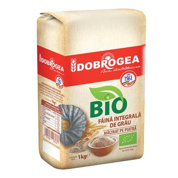 Faina integrala de grau bio Dobrogea, 1kg Faina integrala de grau bio Dobrogea, 1kg