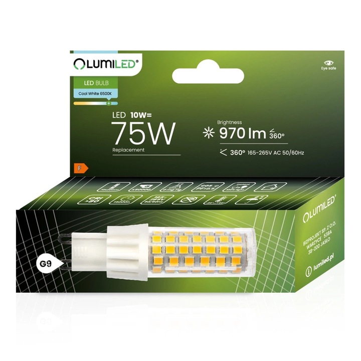 LED G9 10W(75W) 970 lm hideg fehér fény -Lumiled