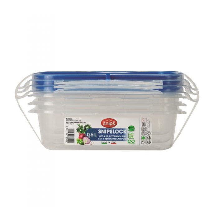 Set 3 caserole alimentare, Snips, Lock, 0.6 L, polipropilena