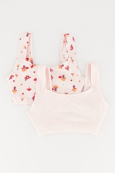 United Colors of Benetton Underwear, Set de bustiere cu imprimeu - 2 piese, Roz/Rosu United Colors of Benetton Underwear, Set de bustiere cu imprimeu - 2 piese, Roz/Rosu