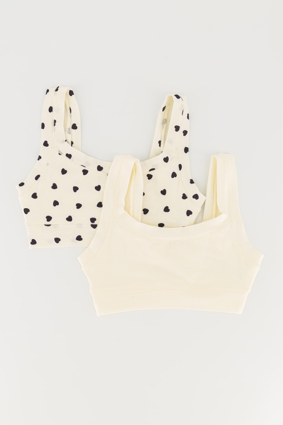 United Colors of Benetton Underwear, Set de bustiere cu imprimeu - 2 piese, Alb prafuit/Negru