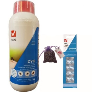 Set insecticid profesional CY10, 1L si 6x Banda adeziva muste si Saculet lavanda 10 gr, anti insecte taratoare si zburatoare, gandaci, plosnite, tantari, muste Set insecticid profesional CY10, 1L si 6x Banda adeziva muste si Saculet lavanda 10 gr, anti insecte taratoare si zburatoare, gandaci, plosnite, tantari, muste