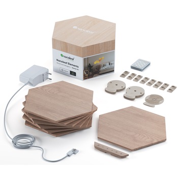 Kit 7 panouri luminoase modulare inteligente Nanoleaf Hexagons Starter Kit, Wi-Fi,LED, 2W/panou, 22lm/panou, lumina alba reglabila, compatibil Apple HomeKit, Amazon Alexa, Google Assistant Kit 7 panouri luminoase modulare inteligente Nanoleaf Hexagons Starter Kit, Wi-Fi,LED, 2W/panou, 22lm/panou, lumina alba reglabila, compatibil Apple HomeKit, Amazon Alexa, Google Assistant