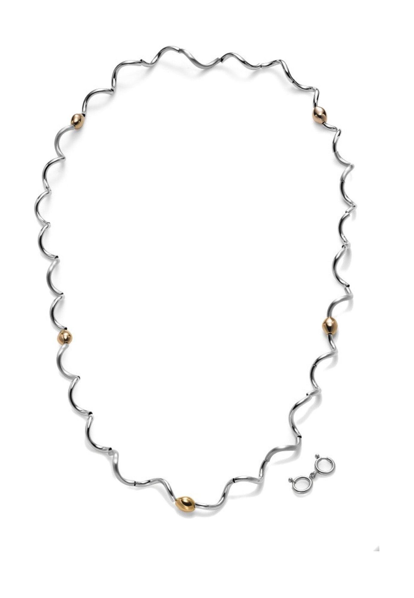 Colier, Breil Flowing, Otel inoxidabil, 60 cm, Argintiu/Auriu