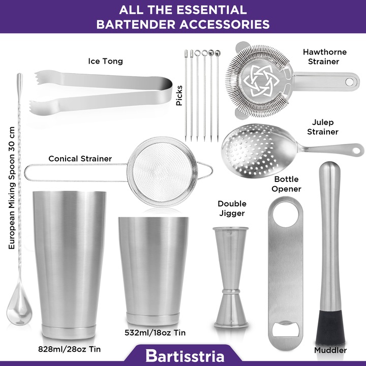 BARTISSTRIA, Shaker koktél készlet, 16 darabos