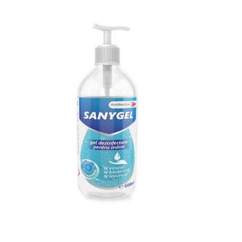 Gel dezinfectant pentru maini pe baza de etanol denaturat, Sanygel, 500 ml Gel dezinfectant pentru maini pe baza de etanol denaturat, Sanygel, 500 ml