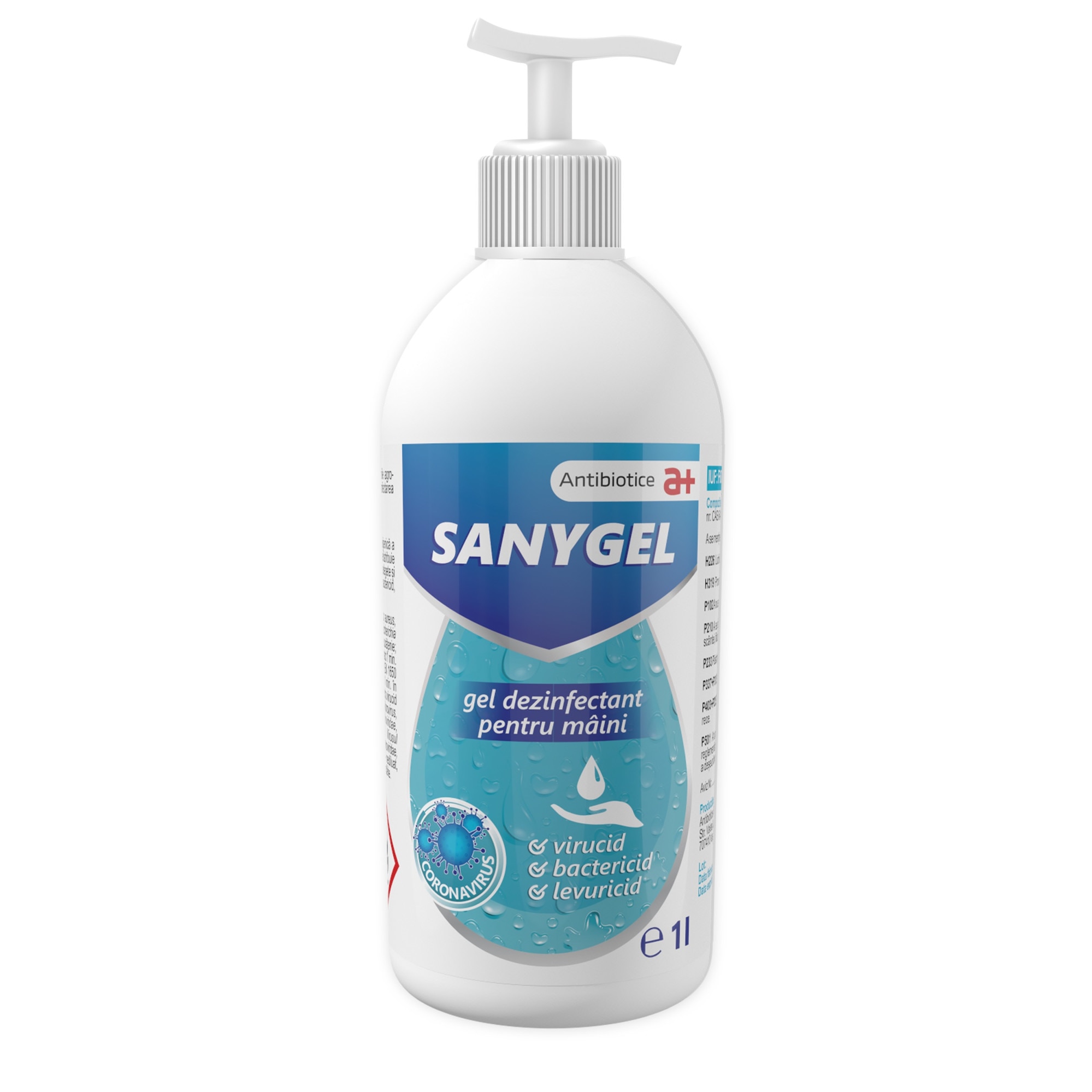 Gel dezinfectant pentru maini pe baza de etanol denaturat, Sanygel, 1000 ml
