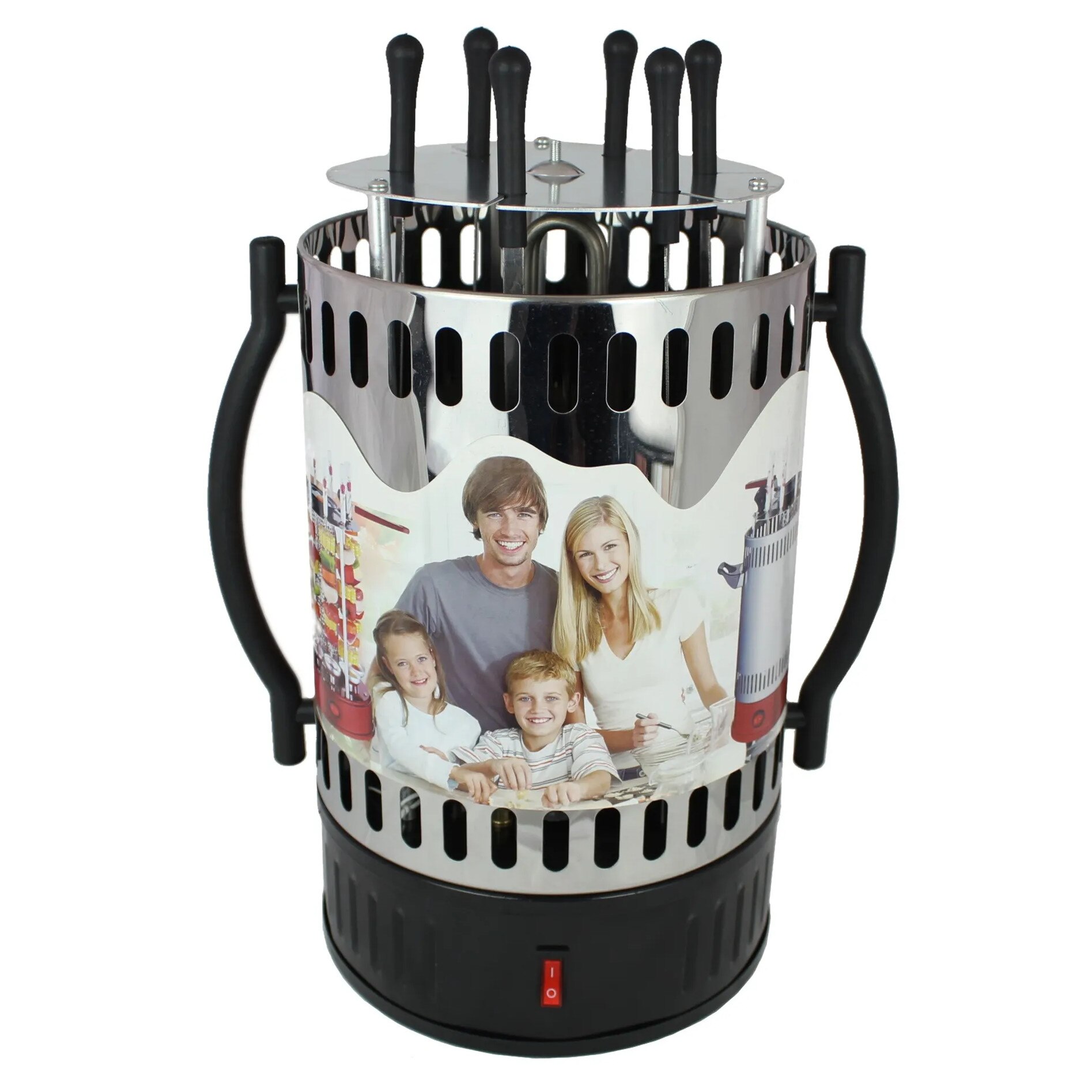 Rotisor Vertical cu 6 x Furci, Unitate Principale cu Element de Incalzire, Tava de Picurare, Protectie impotriva Stropirii/Caldurii, 1350 W, Argintiu/Negru