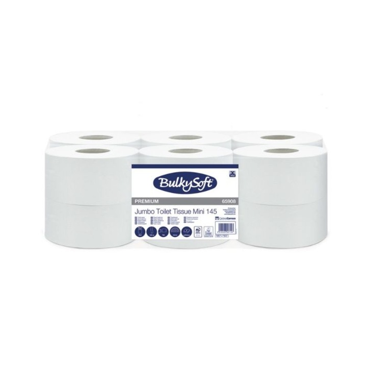 Hartie Igienica Bulkysoft Premium Mini Jumbo, 2 Straturi, 12 Role/Bax, 145 m/Rola