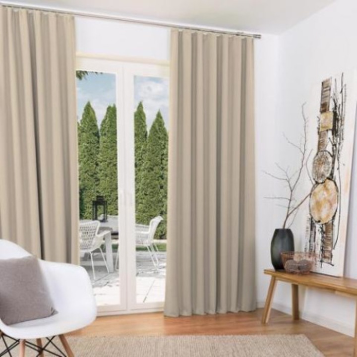 Set doua draperii, Beautissu, 140x245cm, Crem