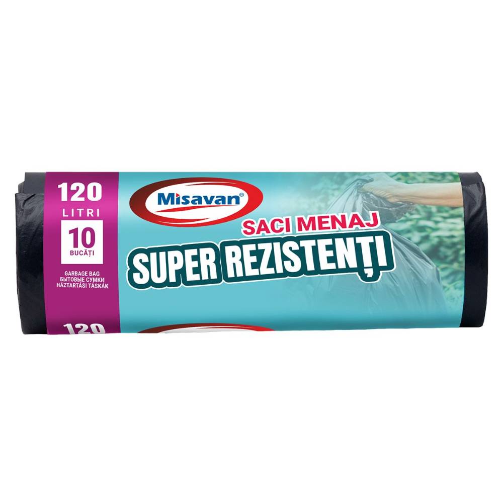 Rola 10 Saci Menajeri Super Rezistenti Misavan, 120 l, Negri