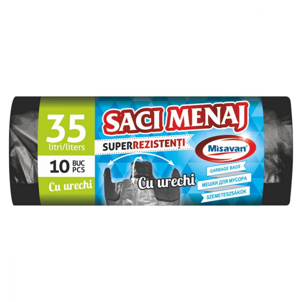 Rola 10 Saci Menajeri cu Urechi Misavan, 35 l, Negri